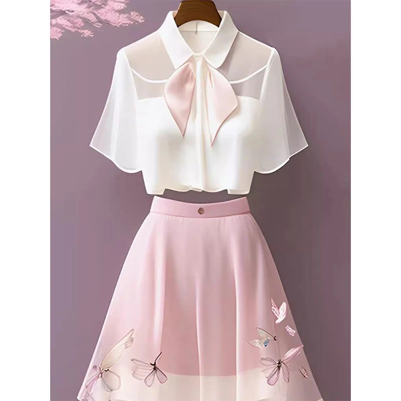 今年流行的漂亮高级感小洋装粉色连衣裙两件套装女装2025新款夏季