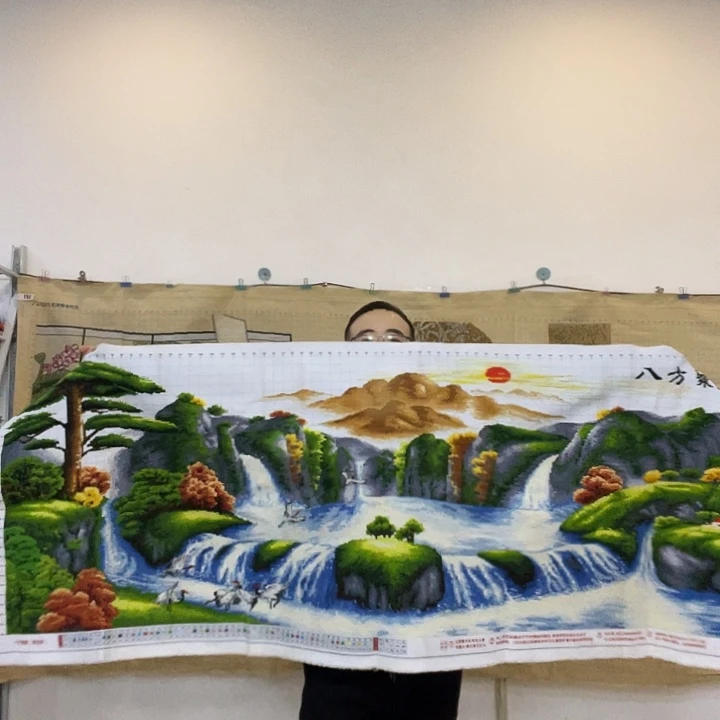 棉手工十字绣成品八方聚财两米