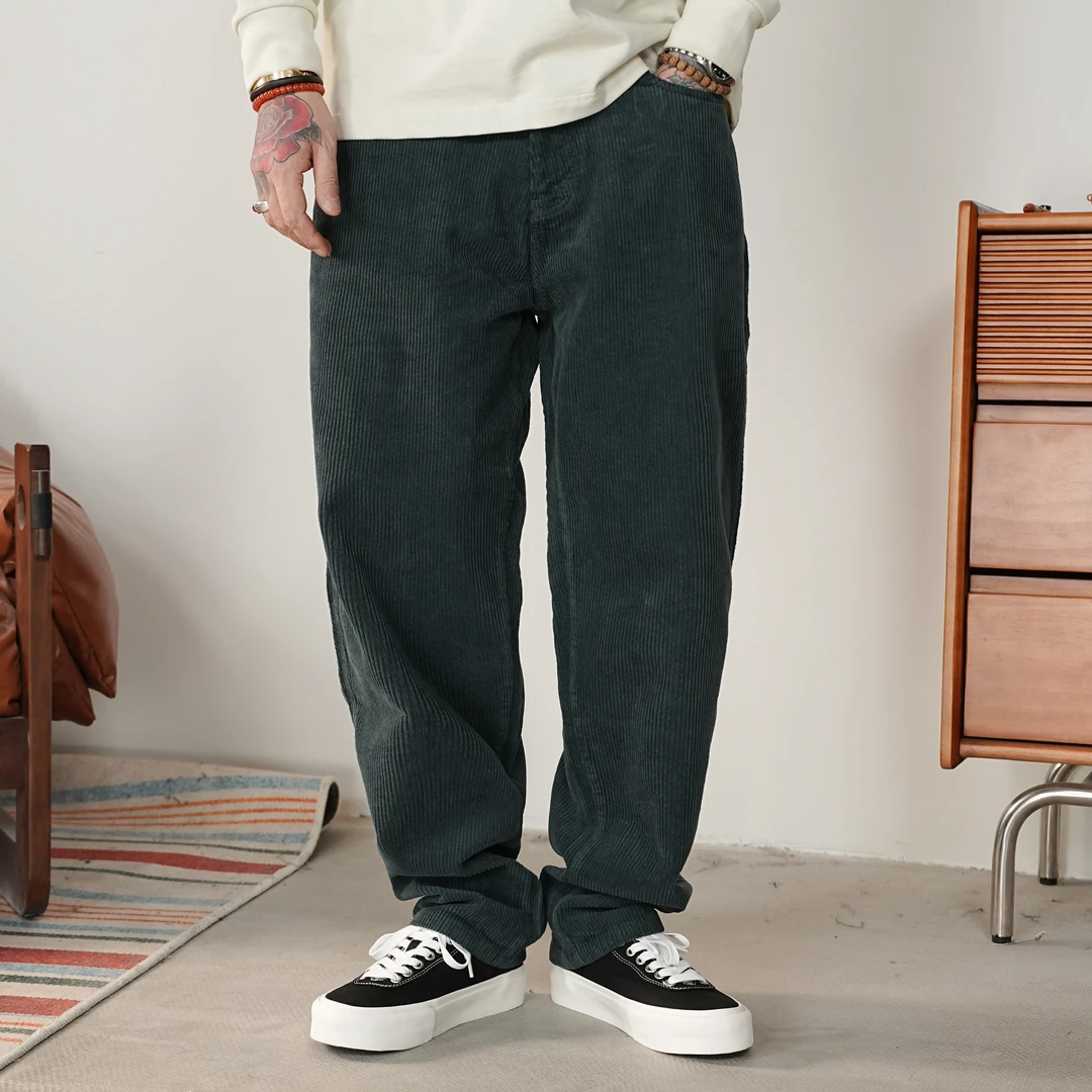 25FW秋季简约复古灯芯绒休闲裤高级感百搭宽松长裤男士通勤