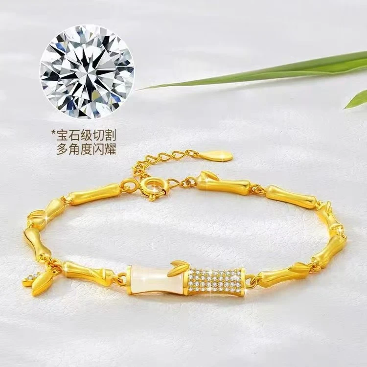 铜合金手链 新中式竹节手链女轻奢高级感国风送女友生日礼物饰品