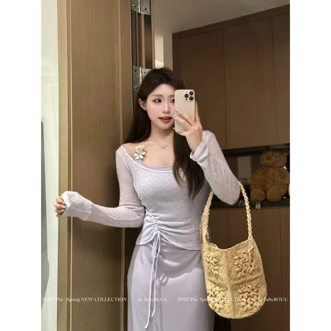 【花契美学】温与柔韩系甜氧微醺朦胧感开衫显瘦遮肉吊带连衣裙套装