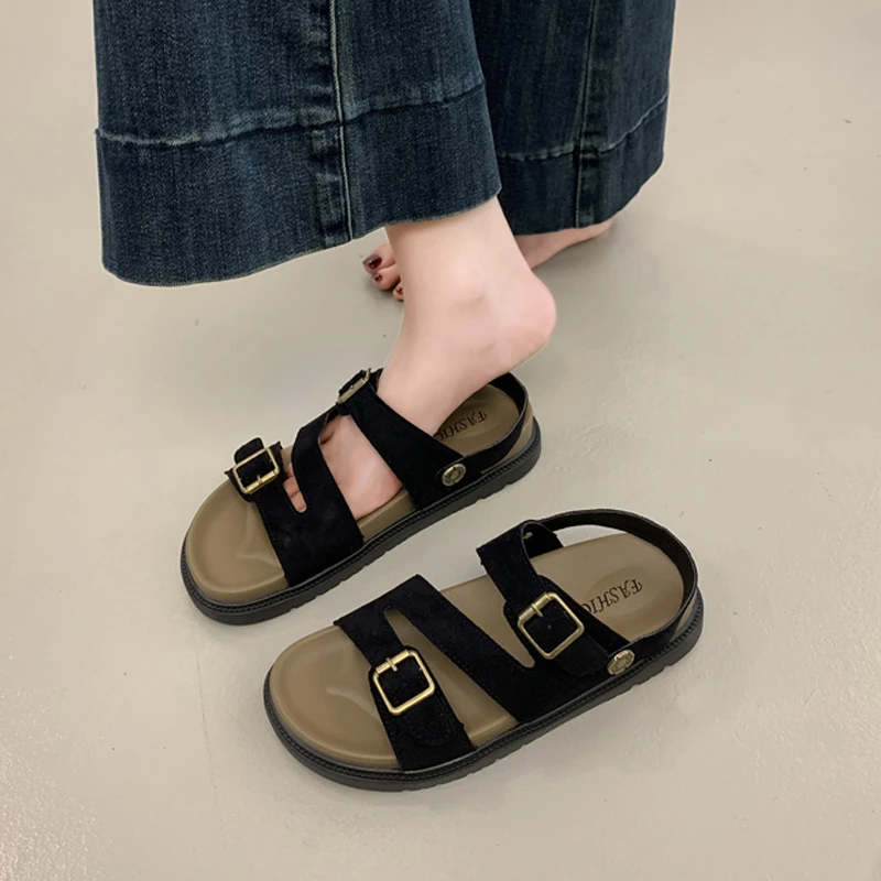 踩屎感厚底勃肯凉鞋女夏外穿时尚2025新款配裙子平底孕妇两穿凉拖