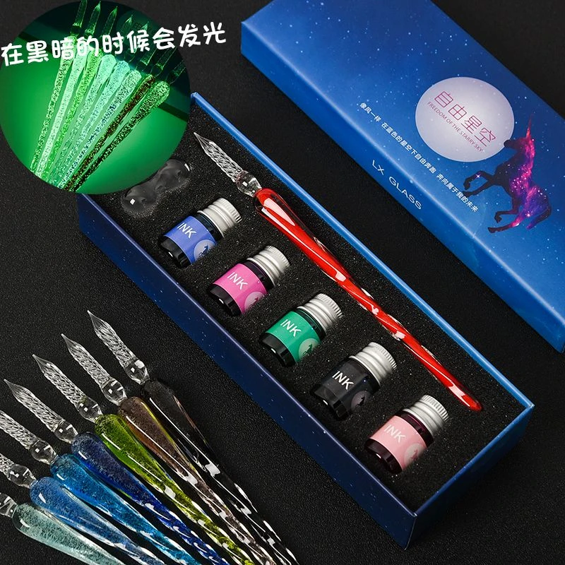 玻璃笔沾水笔手工蘸墨水笔练字笔生日套装汽车用品