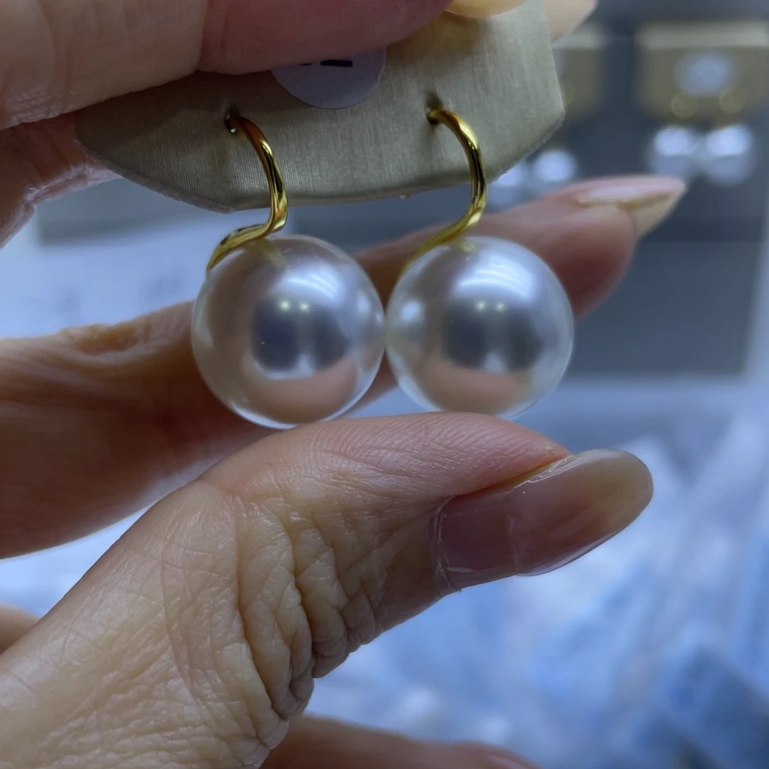 耳饰银S925镶嵌淡水珍珠