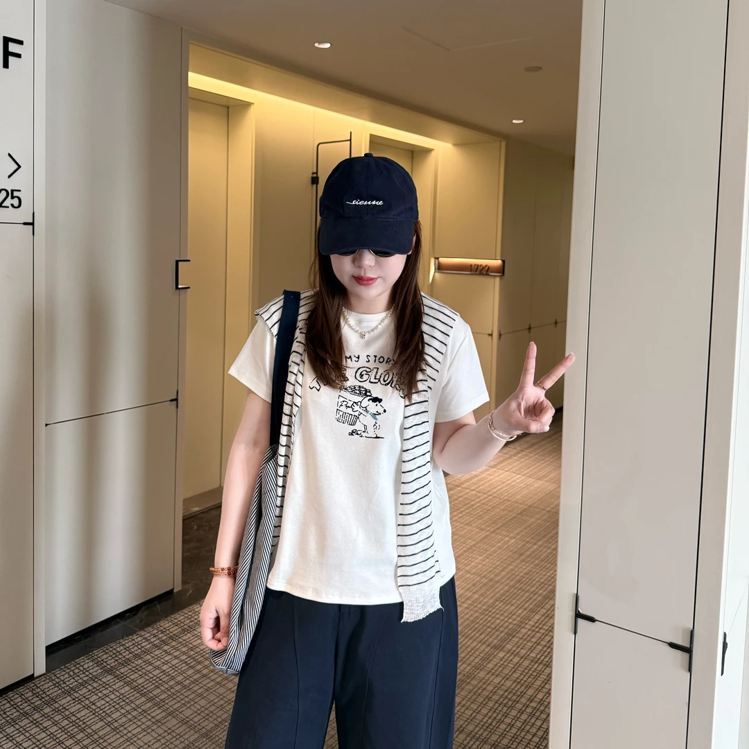 青青·STUDIO〖史努比T〗夏款韩系显瘦透气简约史努比短袖T恤Q2658