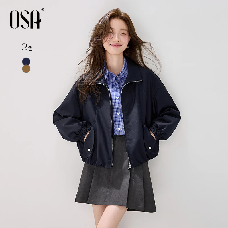 【OSA/欧莎】【飞行夹克】工装风短外套女休闲风衣夹克S125C25003