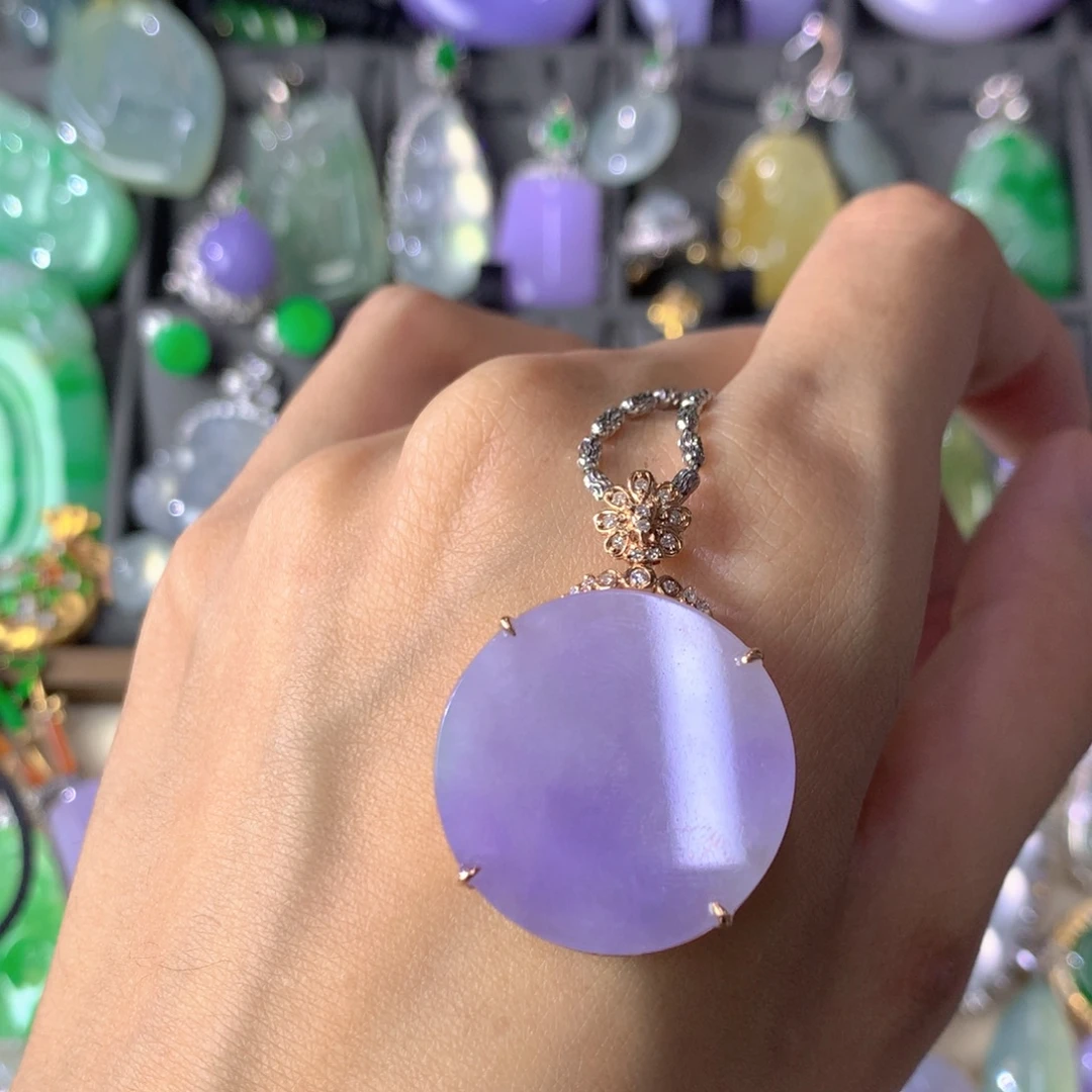 翡翠18K金镶嵌吊坠(不含链)