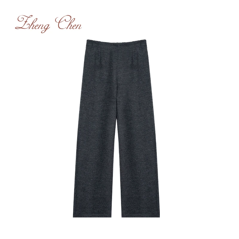 百搭宽松绒感强缩工艺美利奴羊毛混纺弯刀锥形裤Y-P67070