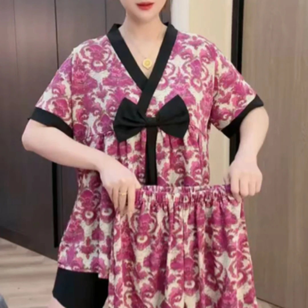 819网红爆款休闲宽松显瘦睡衣家居服套装洋气碎花时尚大码睡衣套