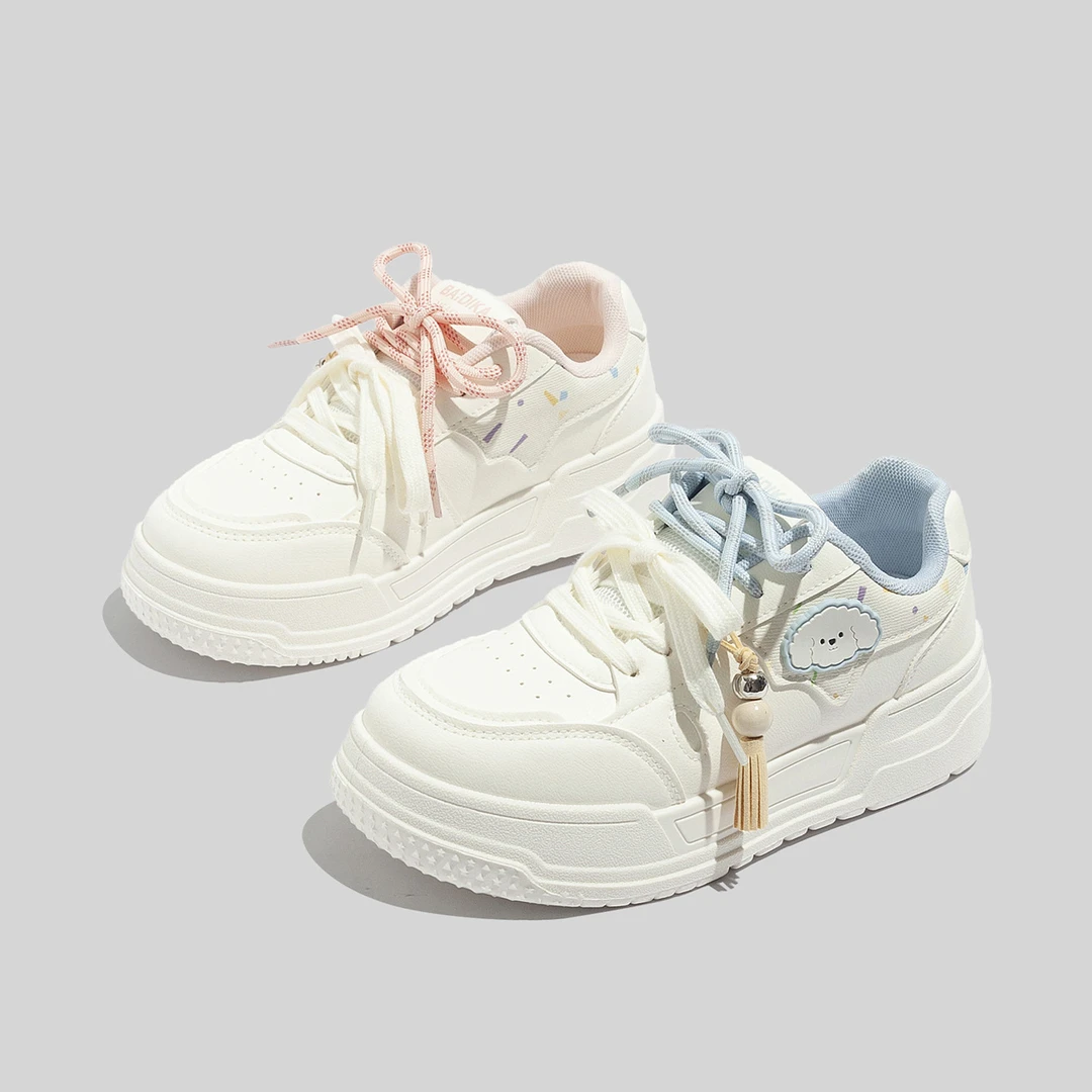 少女厚底学生小白鞋女2025秋季新款可爱小狗百搭小众休闲时尚板鞋