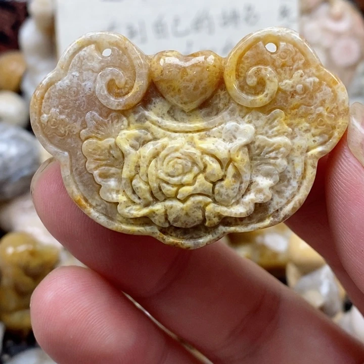 颈饰未镶嵌硅化珊瑚（珊瑚玉）