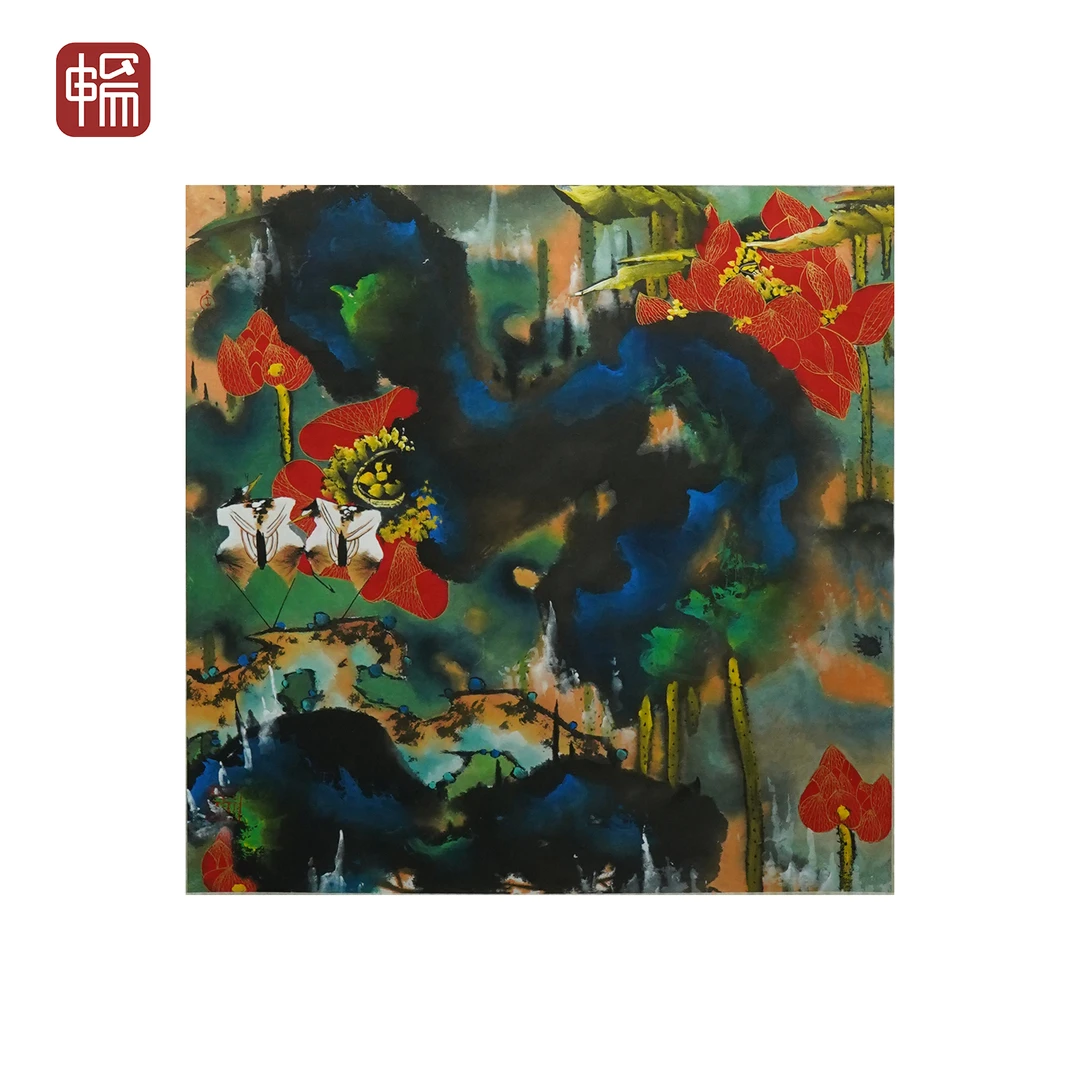 A303 当代 《金线荷花》69*69(4.28) 纸本立轴  FL