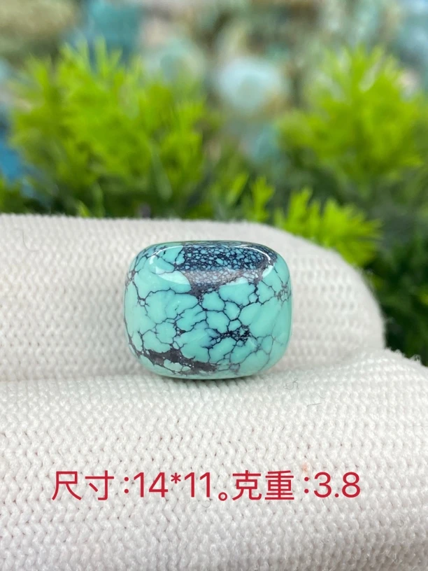 （地大证书）天然绿松石玉化绿料网花墩子老型鼓珠手工百搭单珠配饰