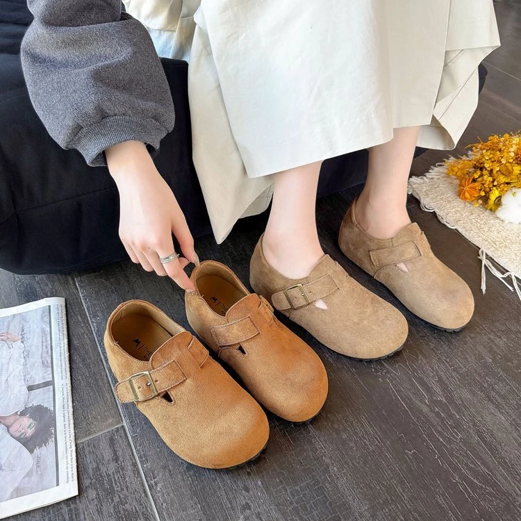 2025新款内增高勃肯鞋一脚蹬乐福鞋百搭休闲单鞋胶粘春秋平底软底