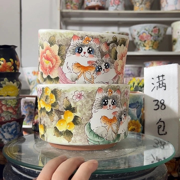 泡***沫景德镇手绘花盆幸运花盆