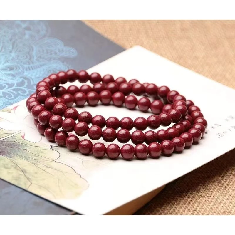 含辰砂工艺品紫金砂卡8mm三圈手链76颗珠子