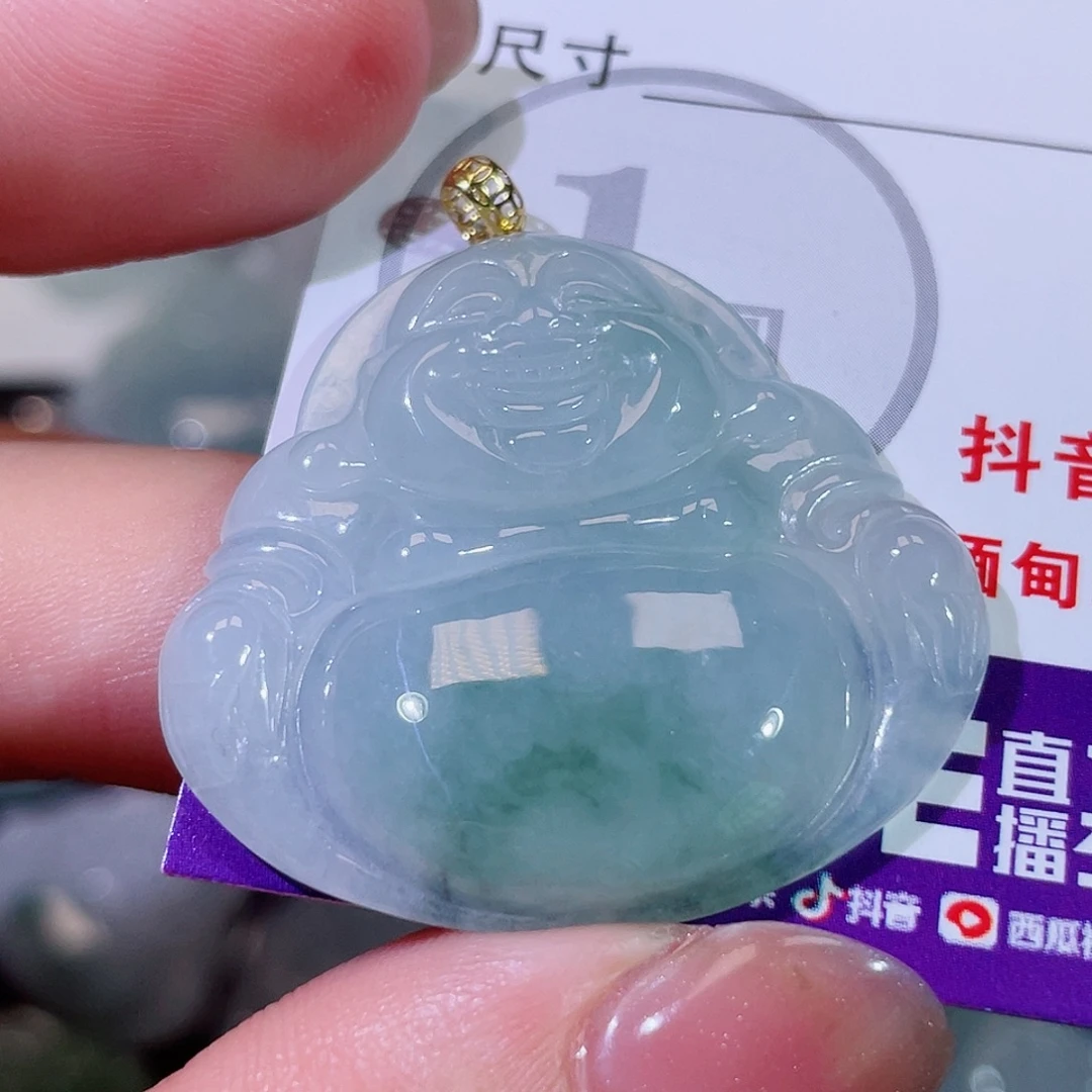 翡翠18K金镶嵌颈饰佛公