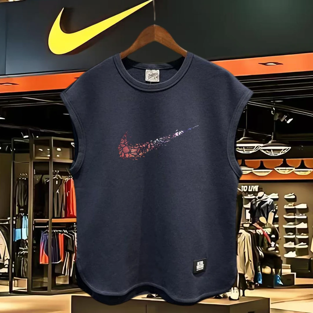 潮牌夏季户外运动篮球服背心男棉重磅短袖T恤无袖大码宽松上衣