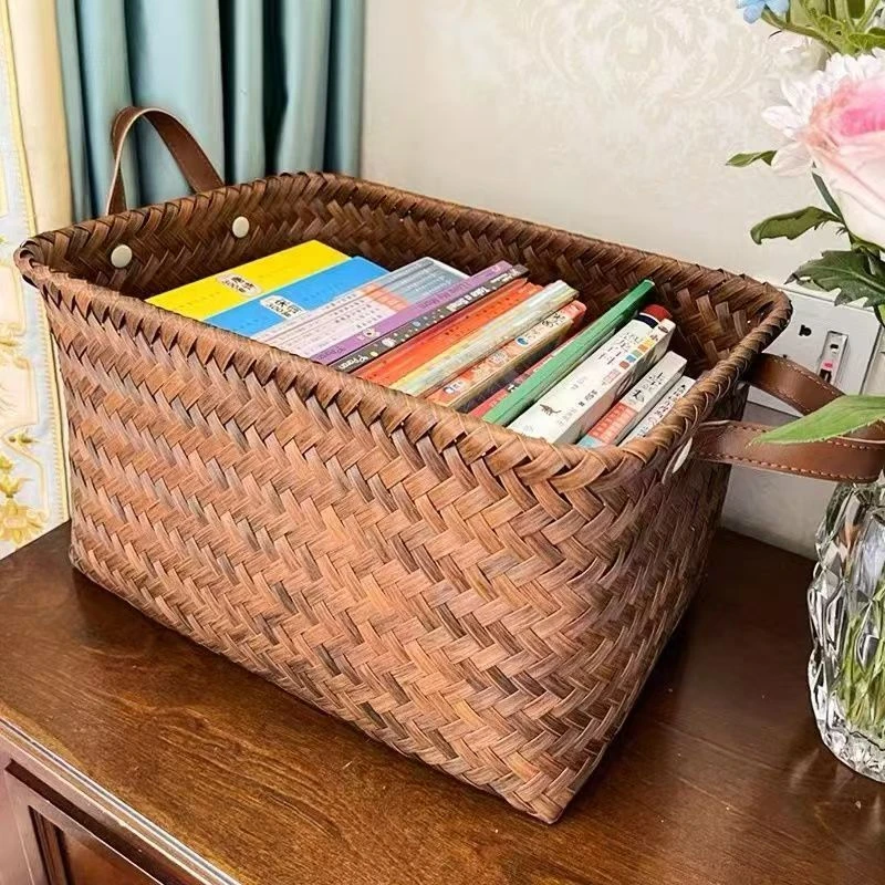 美式高级编织收纳筐杂物脏衣篮仿藤编收纳篮零食玩具网红款脏衣篓