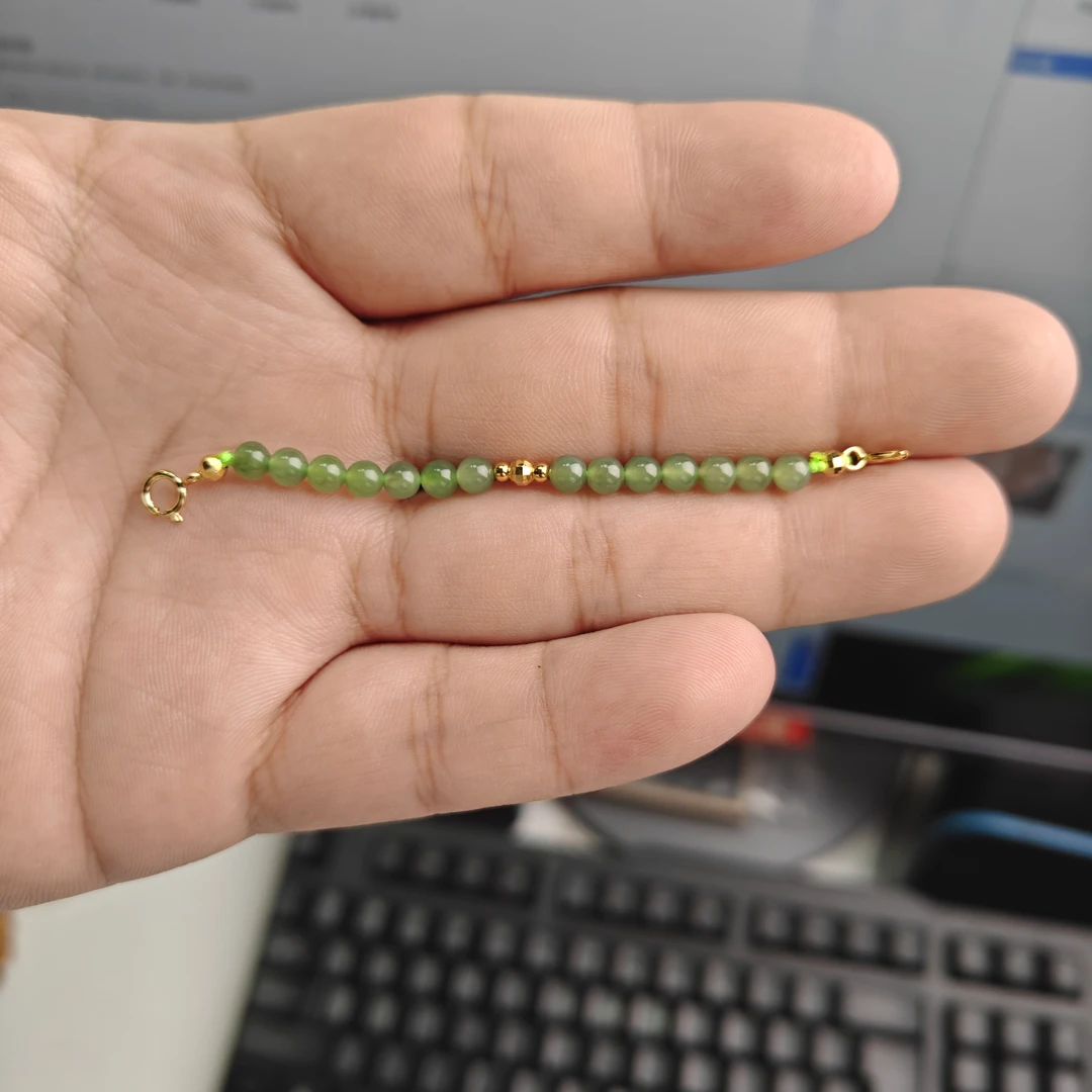 约4mm和田玉碧玉圆珠延长链