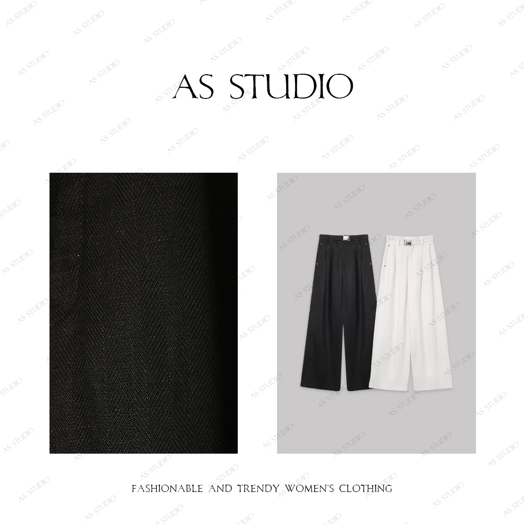 【AS代表裤】25新拼接腰头老钱感百搭天丝苎麻阔腿裤AS25CKU3316