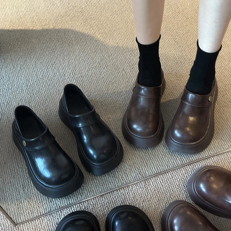 厚底两穿小皮鞋单鞋女2025年新款春季软皮底不累脚一脚蹬乐福鞋