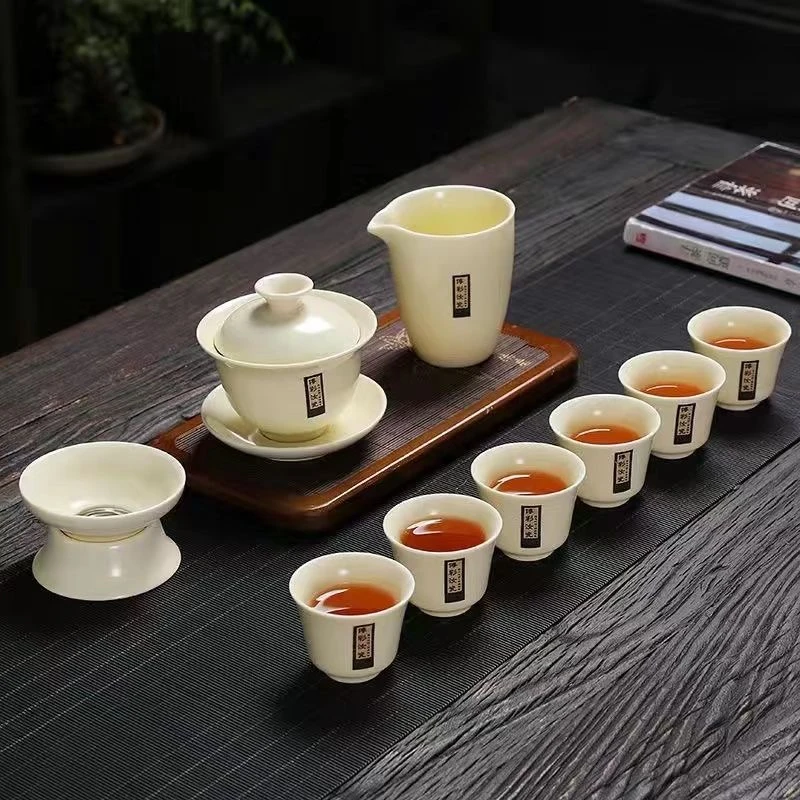 D84功夫茶具手工轻奢高档家用简约彩绘礼盒装瓷盖碗手工轻奢高档