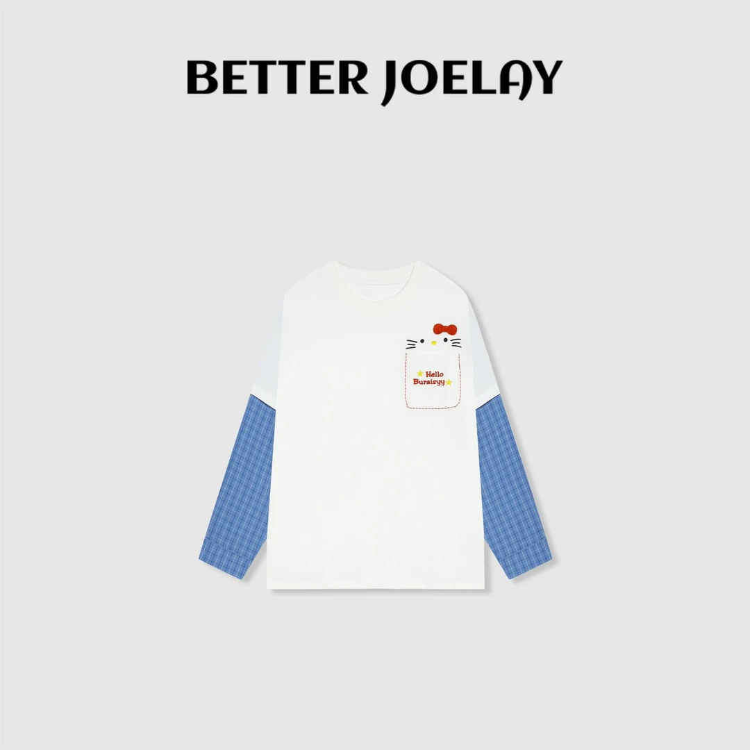 BETTER JOELAY-【格纹次元】纯棉百搭简约T恤长袖潮流休闲风GG0302
