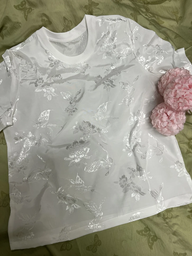 （莲蝶）外套中国风防晒新中式碎花外套短外套宽松夏季提花绣花