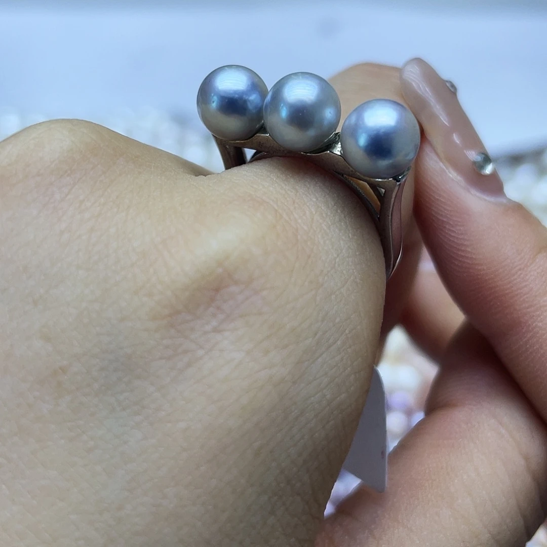 海水珍珠戒指银S925镶嵌