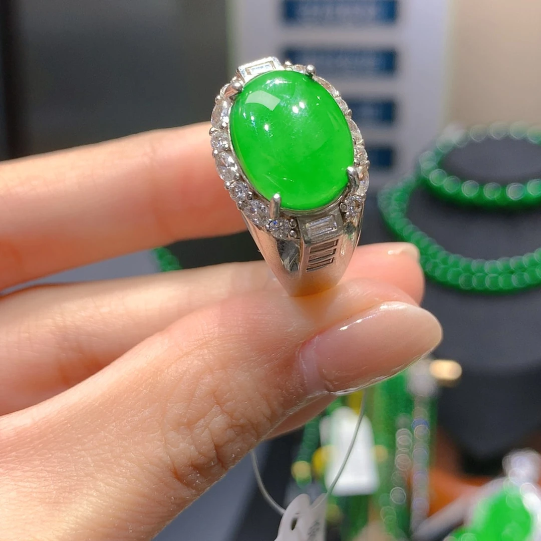 【闪购商品】银S925镶嵌戒指翡翠7柒姐