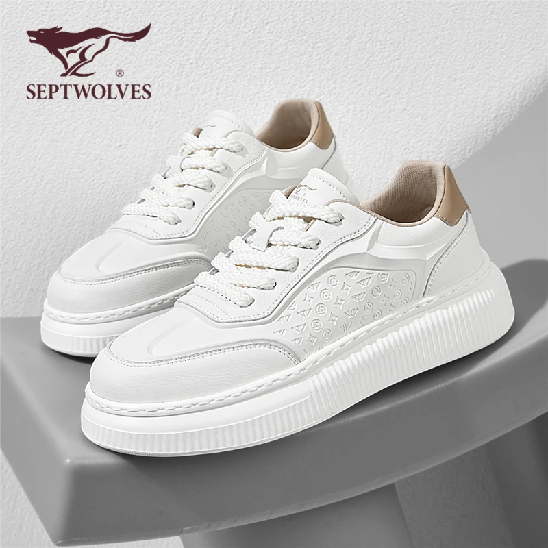 七匹狼小白鞋休闲板鞋秋冬男士百搭休闲鞋潮流厚底潮鞋白色鞋男鞋