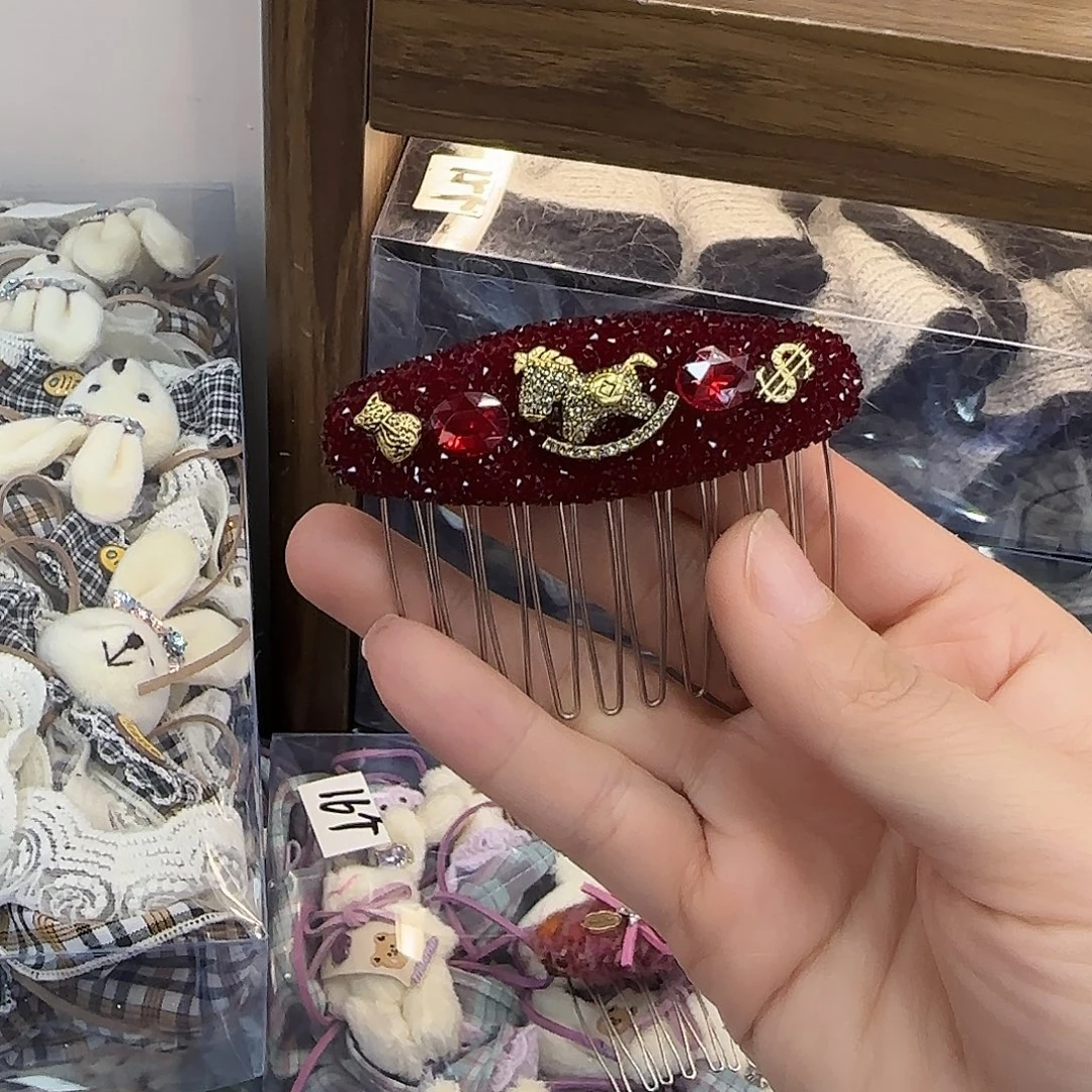 三醋酯纤维红色砂糖马叉梳-38