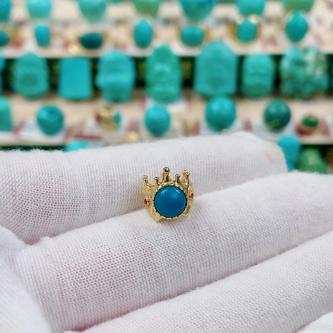 绿松石18K金镶嵌配饰卡环8.5