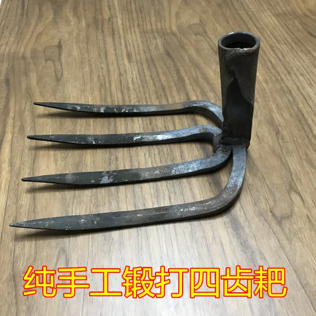 手工锻打耙子农具多功能铁耙子小耙开荒松土种菜园林工具四齿钉耙