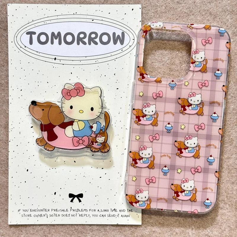 日韩简约KT猫适用苹果iPhone16/15/14promax手机壳手链结华为p60