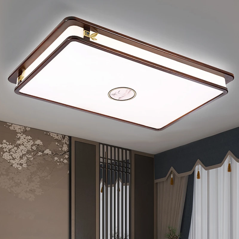 新中式实木吸顶灯客厅灯长方形灯饰中国风卧室客厅灯具