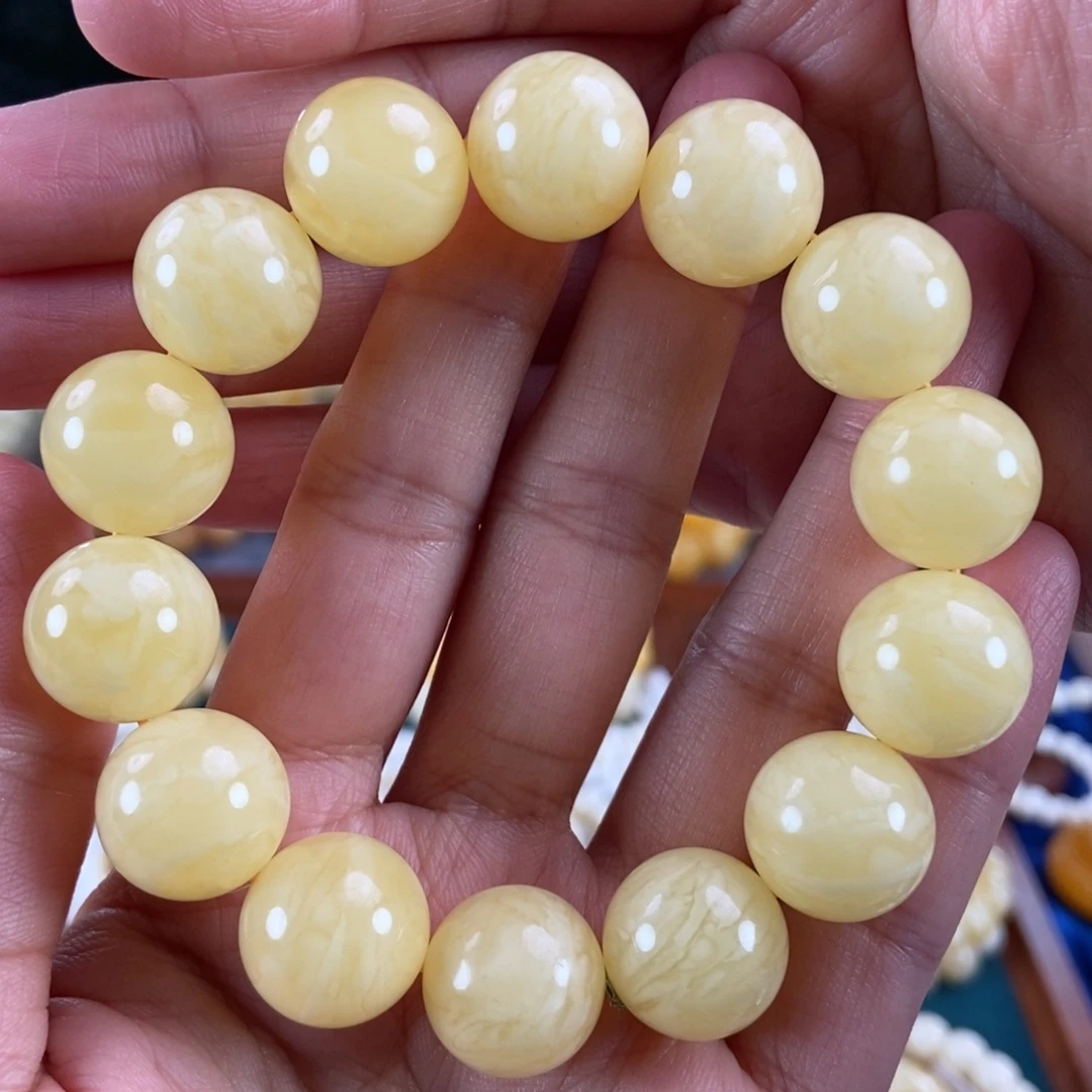 琥珀未镶嵌珠宝奇石16同料圆珠33