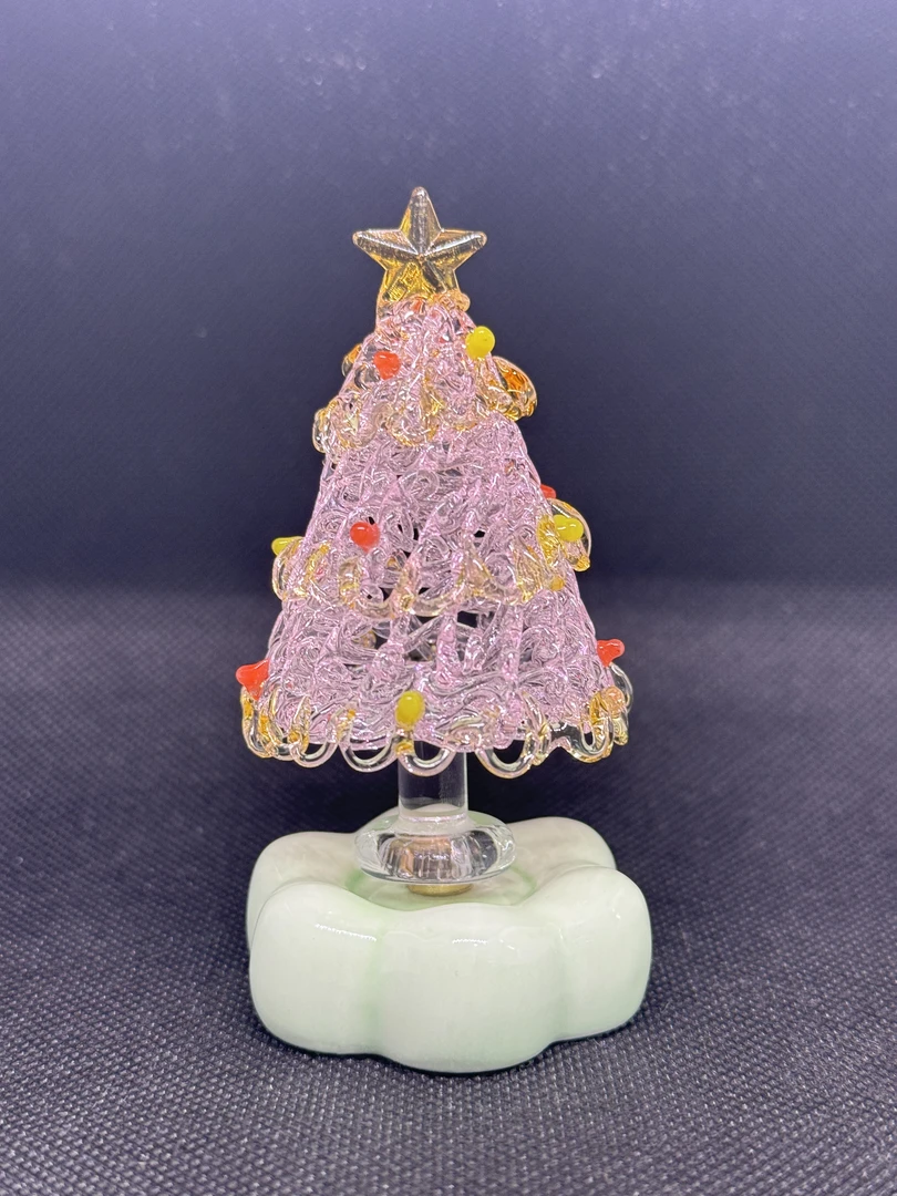 景德镇琉璃圣诞树拉丝陶瓷底座转转圣诞节装饰品创意diy配件摆件