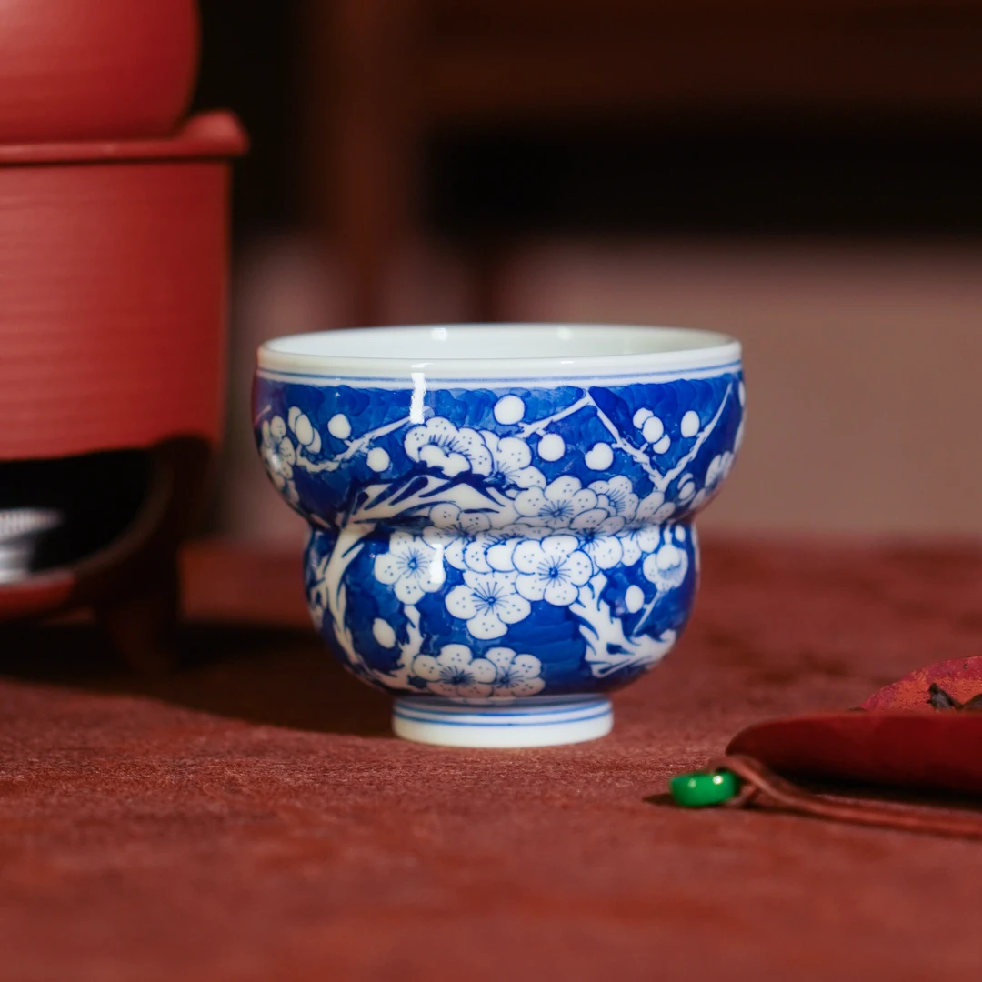 亦然堂  冰梅葫芦杯   家用陶瓷手绘手工 银NH3125