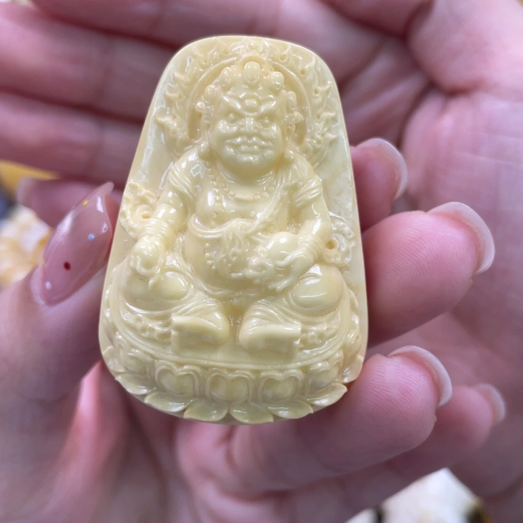 裸石蜜蜡未镶嵌琥珀蜜蜡黄财神吊坠