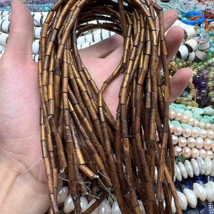 合金玛瑙/玉髓珠宝半成品一条4x12mm金柳