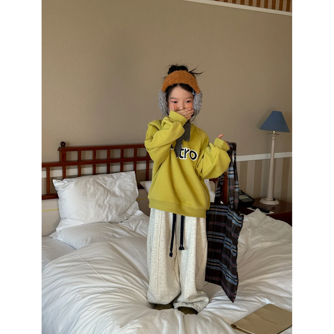 Harper kids 韩版慵懒风百搭显瘦松紧腰抽绳弯刀卫裤 H25A710940