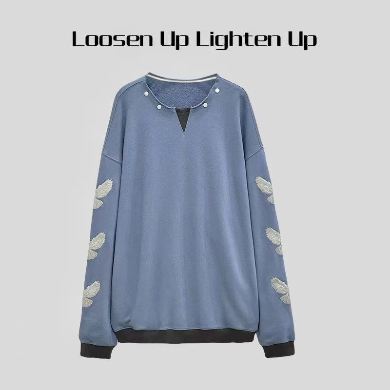 Loosen Up【和平鸽】设计师款白鸽刺绣撞色设计松弛感oversize卫衣