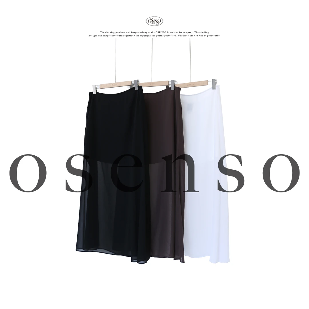 OSENSO“云纱漫舞”休闲气质设计感优雅时尚雪纺半身裙QZ250276