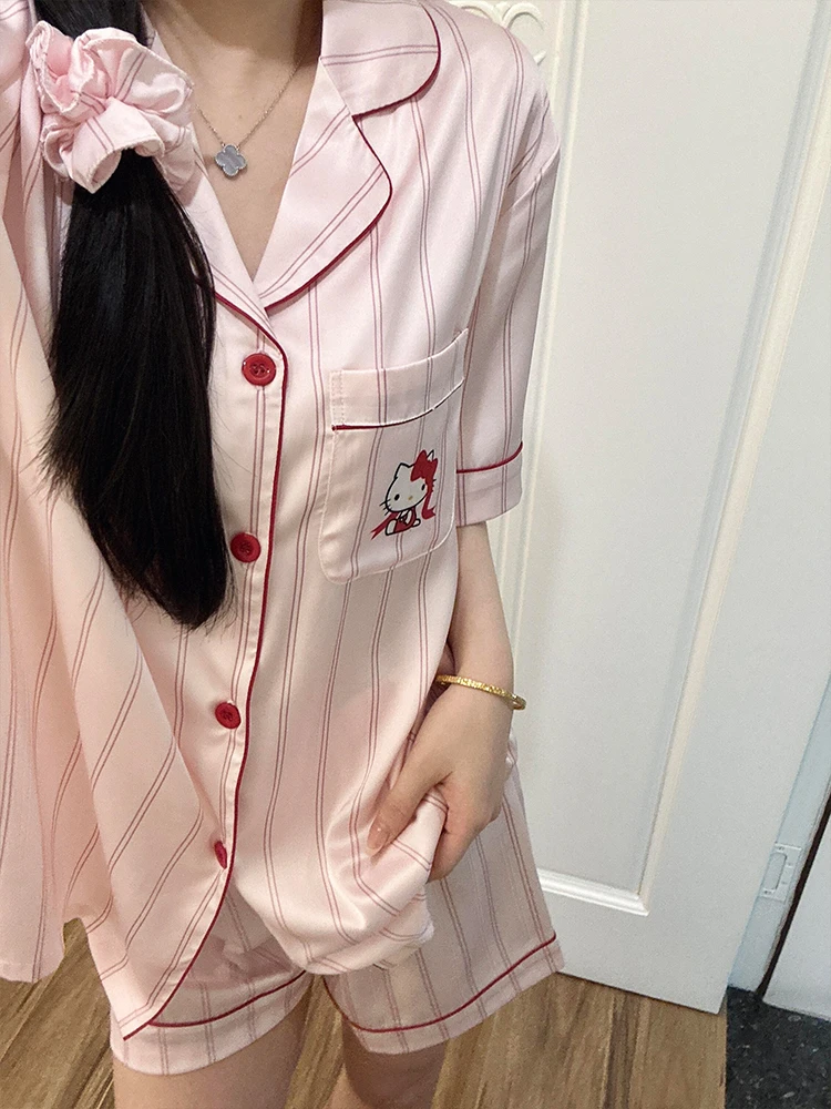 冰丝睡衣女款夏季短袖爆款2025新款hellokitty女士夏天家居服套装