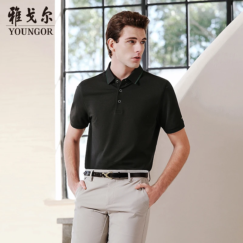 【桑蚕丝+凉感】雅戈尔男装夏季新款短袖POLO衫弹力翻领T恤513123