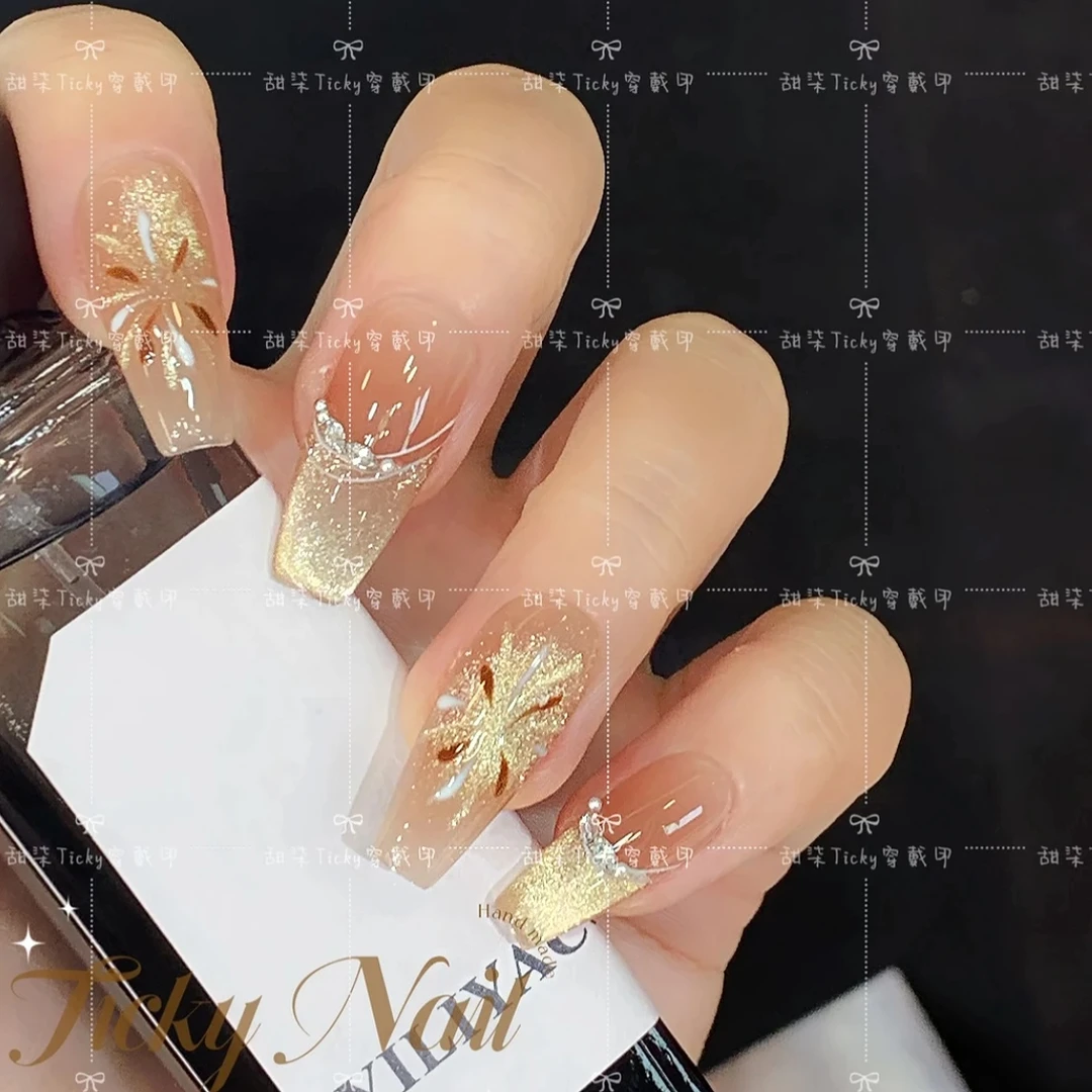 【浪漫绽放】纯手工穿戴甲高级显白G08