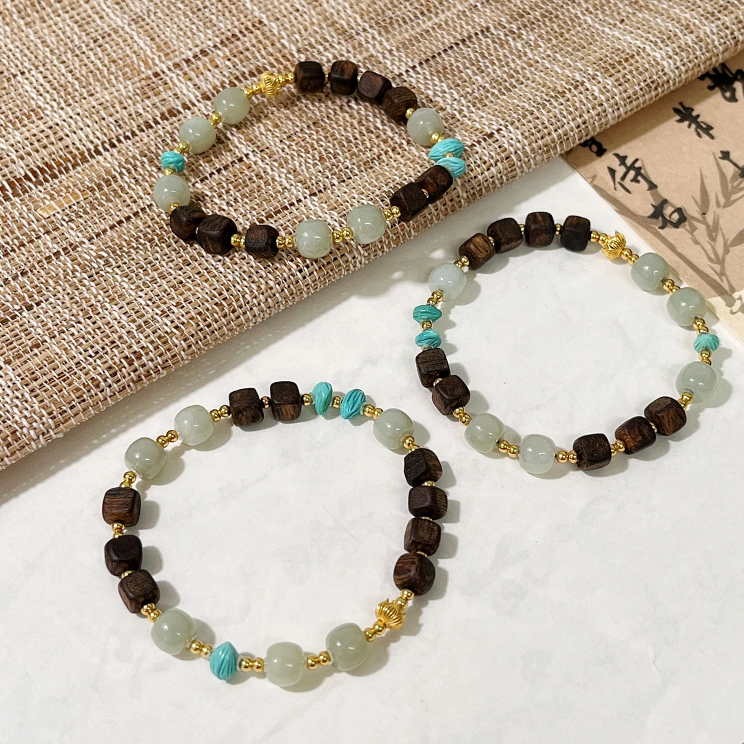 沉香【青昙】全沉水头货绿奇楠·和田玉沉香手串（多样性发一）