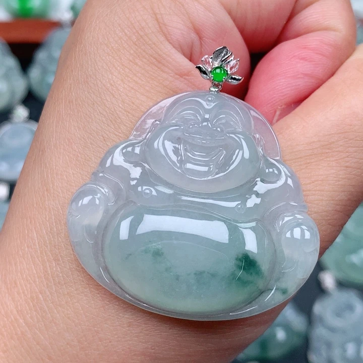 翡翠18K金镶嵌吊坠(不含链)尺寸36*39.6*5.8
